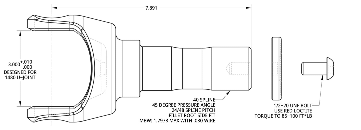 Spidertrax 1480 40 Spline Stub
for Ultimate Unit Bearings