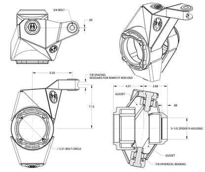 Spidertrax Pro Series Knuckles (3.5 in.)
with Steer Arms (High)