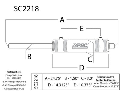 2.5" x 8.75" Stroke Double Ended Steering Cylinder