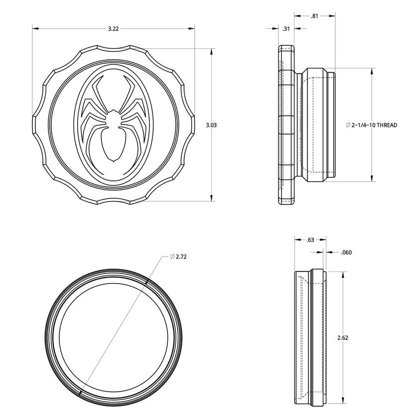 Spidertrax Filler Cap & Steel Bung 2-1/4 in. Thread FLA214